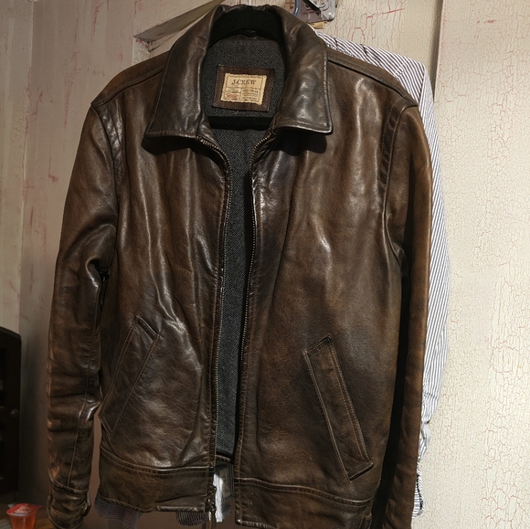 J. Crew Dark Brown Leather Jacket - Picture 2 of 3